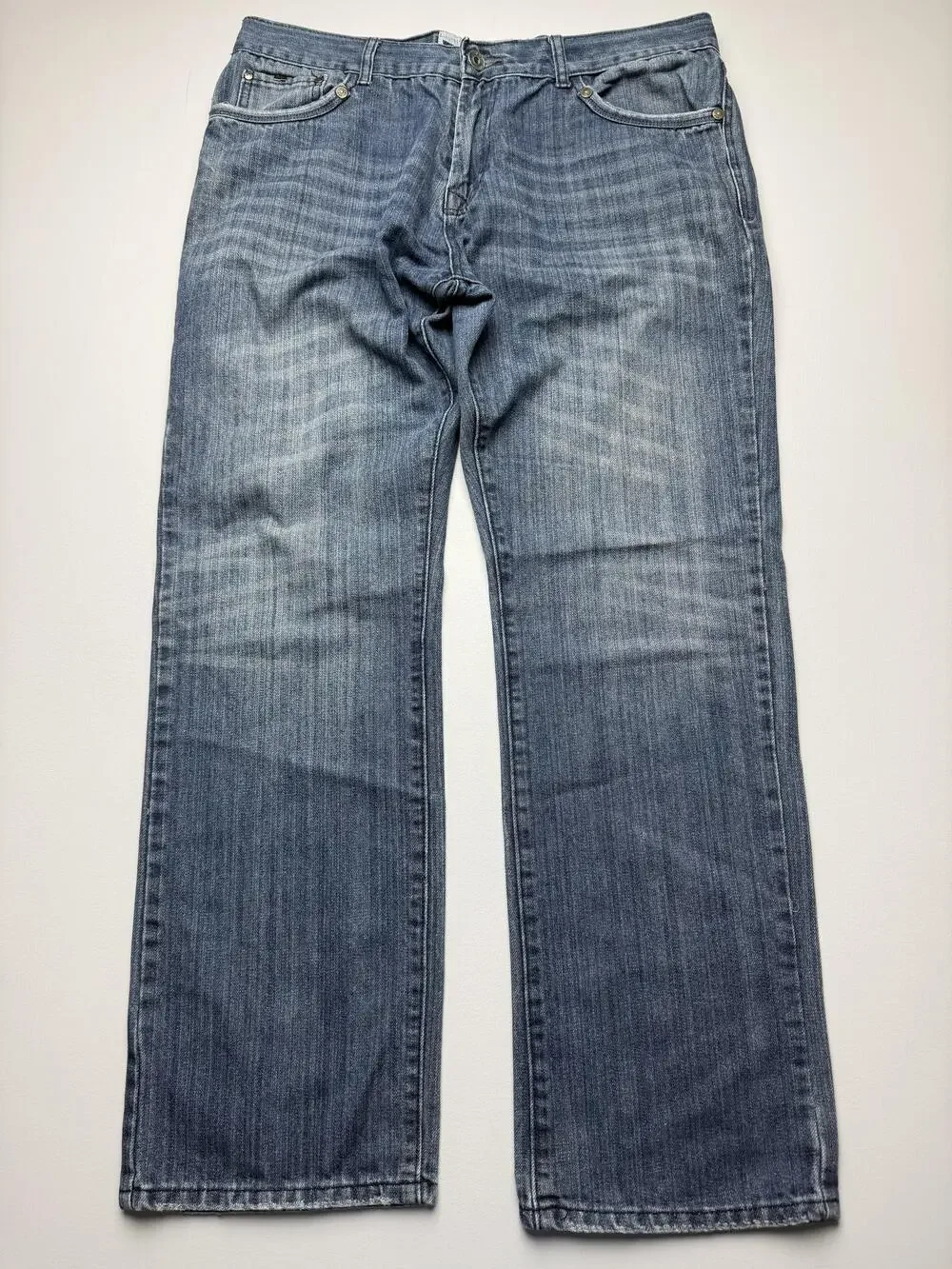 Do Denim Jeans Mens 36x32 Blue Med Wash Denim Relaxed Straight Casual RA-058